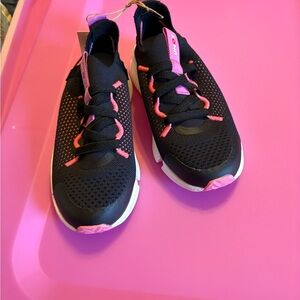Kids Black and Pink Lightweight Knit Sneakers